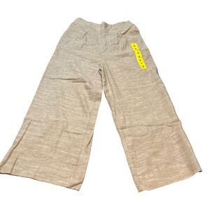 Ella Moss Wide Leg Pants Beige Linen Blend Casual Size S